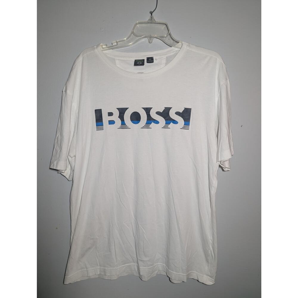 HUGO BOSS TeeBOSSRete Men’s L White Graphic Logo Cotton Tee Streetwear